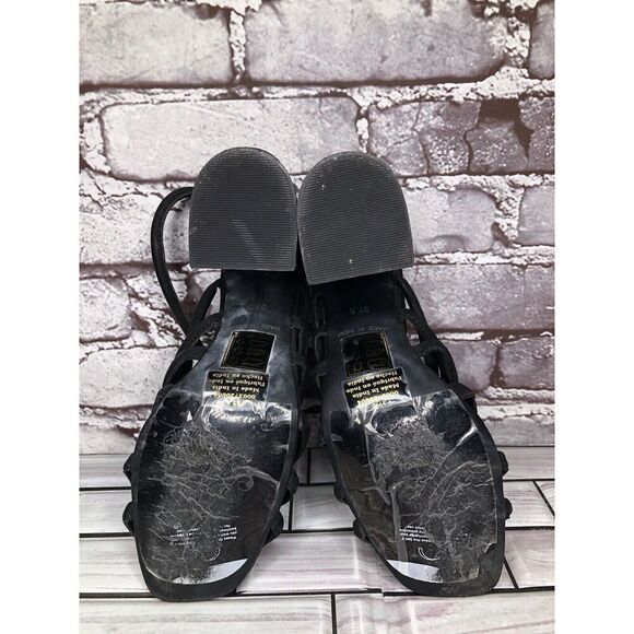 Free People Black Leather Cuban Heel Cage Strappy Sandals Women’s 37.5M US/7M US - Picture 8 of 16